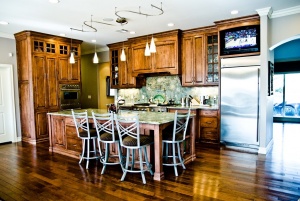 Kitchen with island and chairs