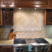 Stove, cabinets and countertop